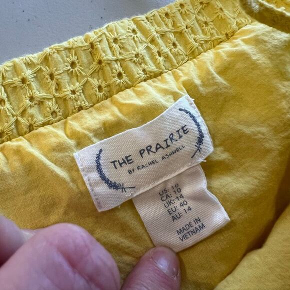 Cotton Yellow Eyelet Lace Strappy Midi Spring Summer Yellow Dress Size 10 - Picture 10 of 15